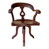 Fauteuil de marin en teck pivotant