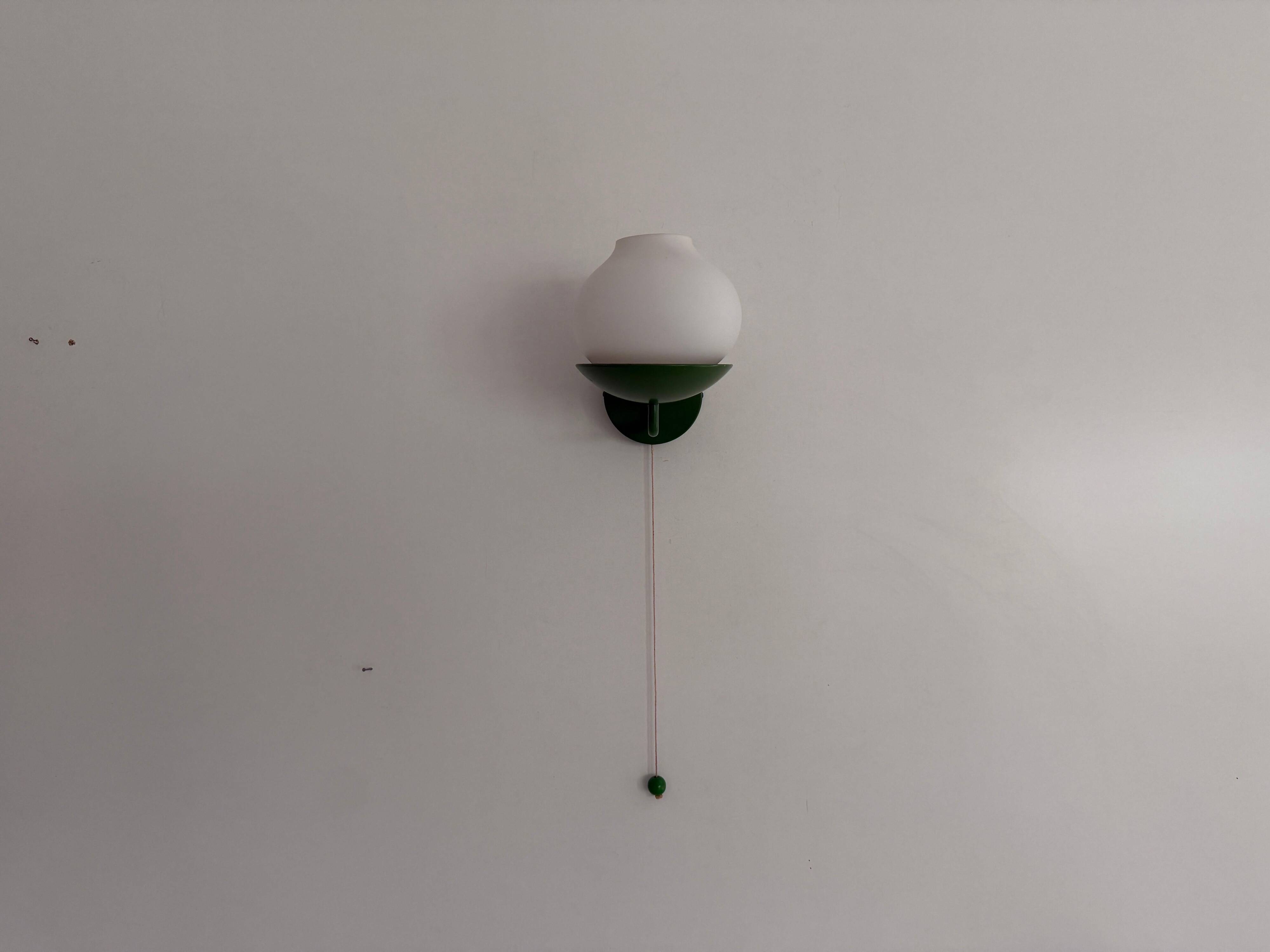 Mid-century green metal and opal glass wall sconce by N Leuchten, 1960s, Germany