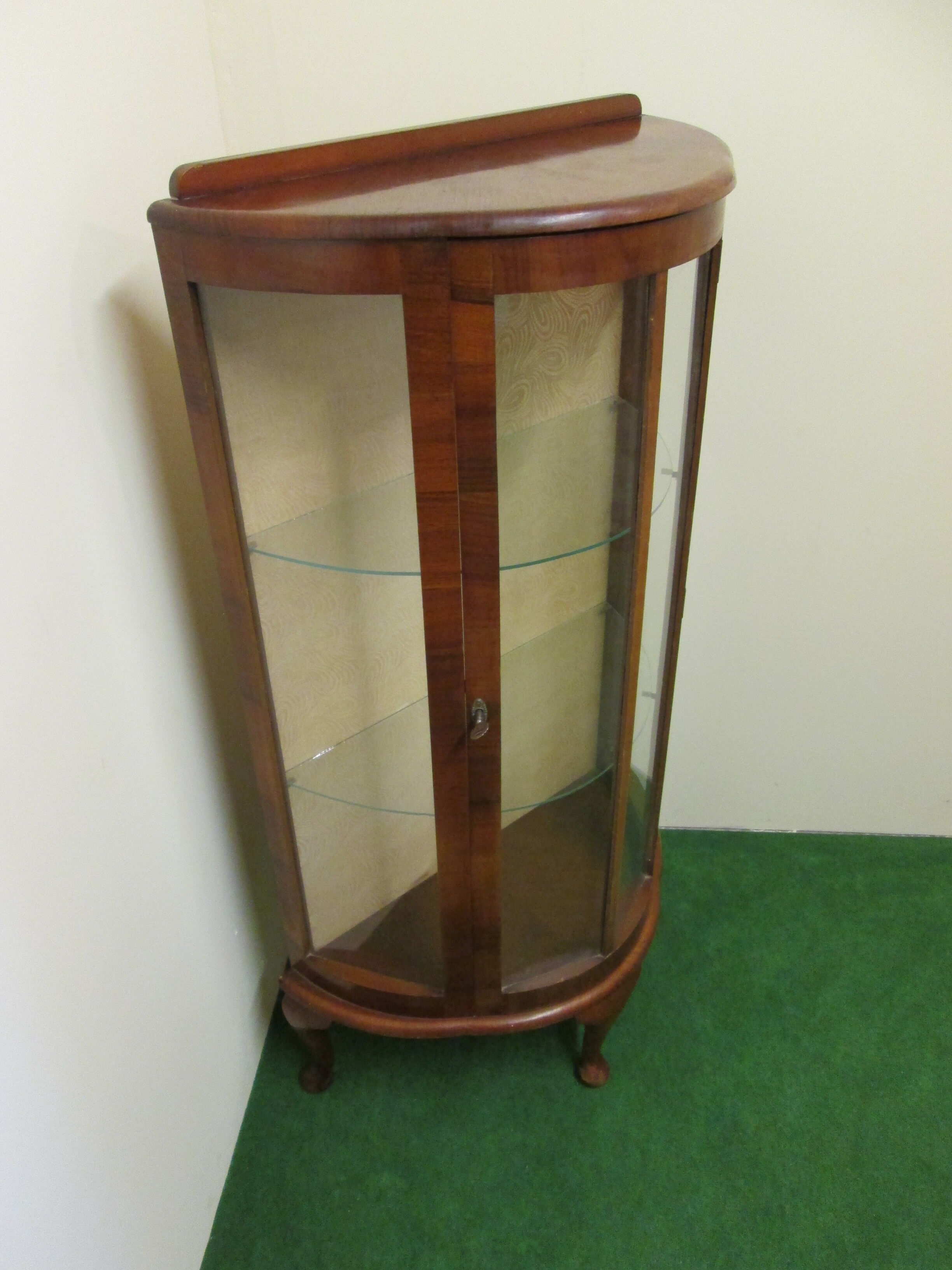 English art deco walnut showcase