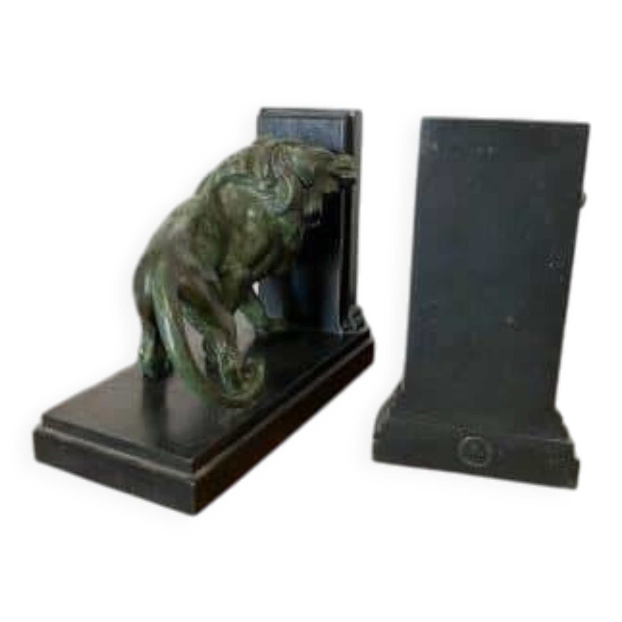 Lion and lioness bookends by Joseph Carlier, 1930