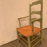 Provencal armchair in patinated beech Seat in straw XX century