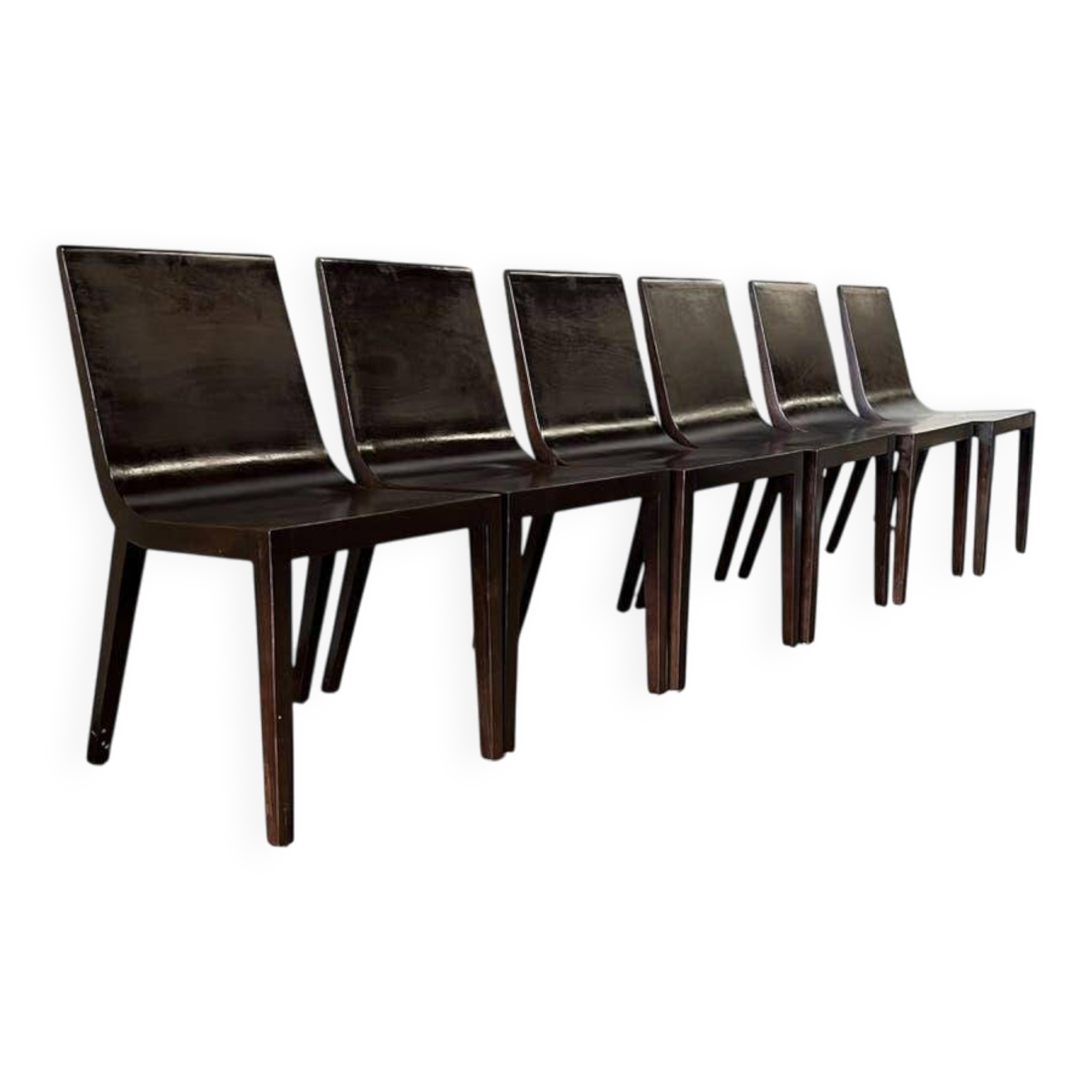 Set of 6 vintage curved wooden chairs