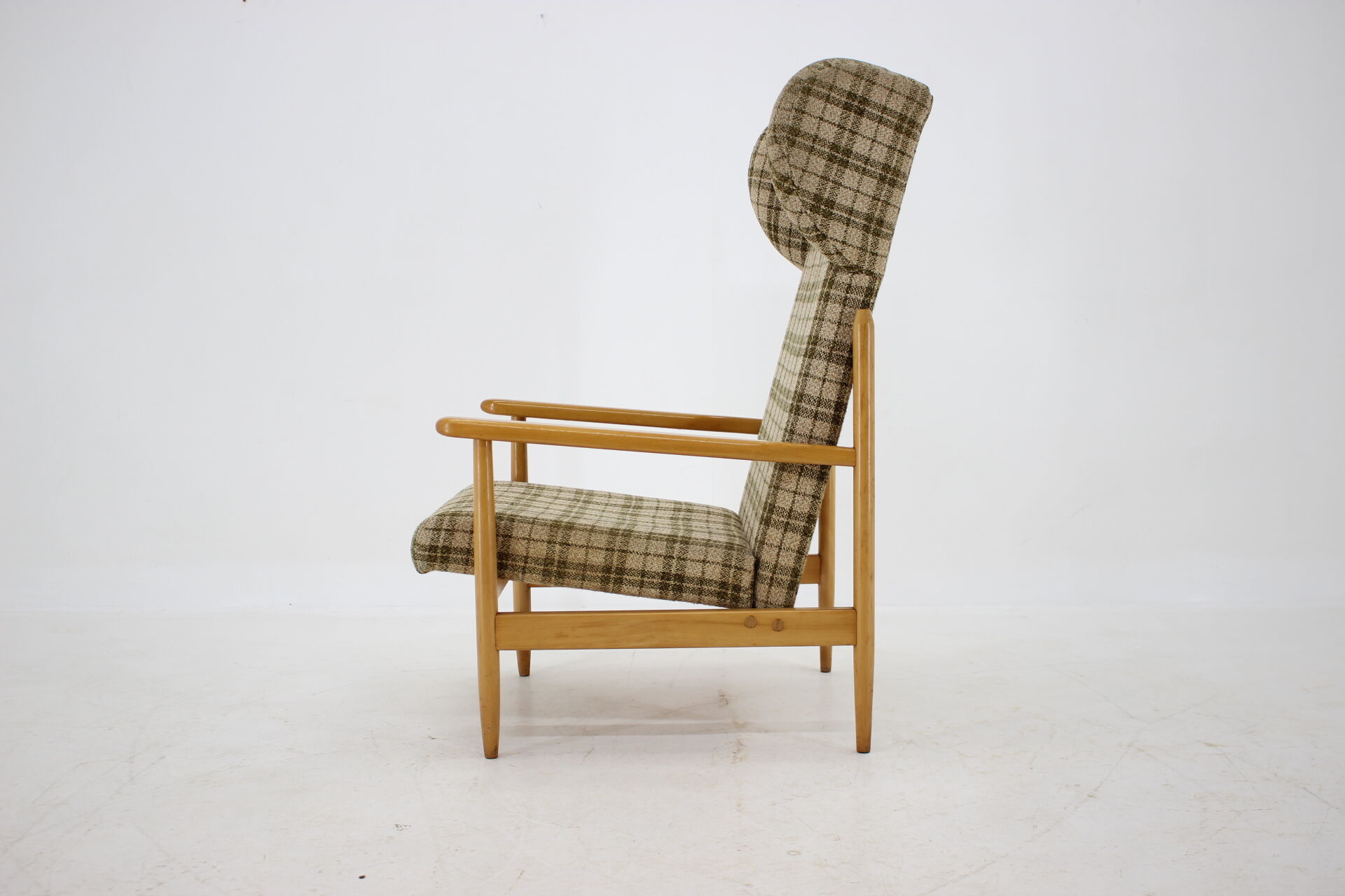1960s Rare Beech Wing Armchair by ULUV, Czechoslovakia