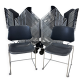 Lot de 39 chaises Matrix T.Tolleson pour Krueger noir et chrome années 70 USA