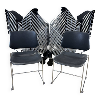 Lot of 39 Matrix T.Tolleson for Krueger chairs black and chrome 70s USA