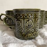 Khaki ceramic mugs England, 70s