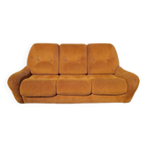 Canapé vintage velour cotelé orange ocre ep 1970