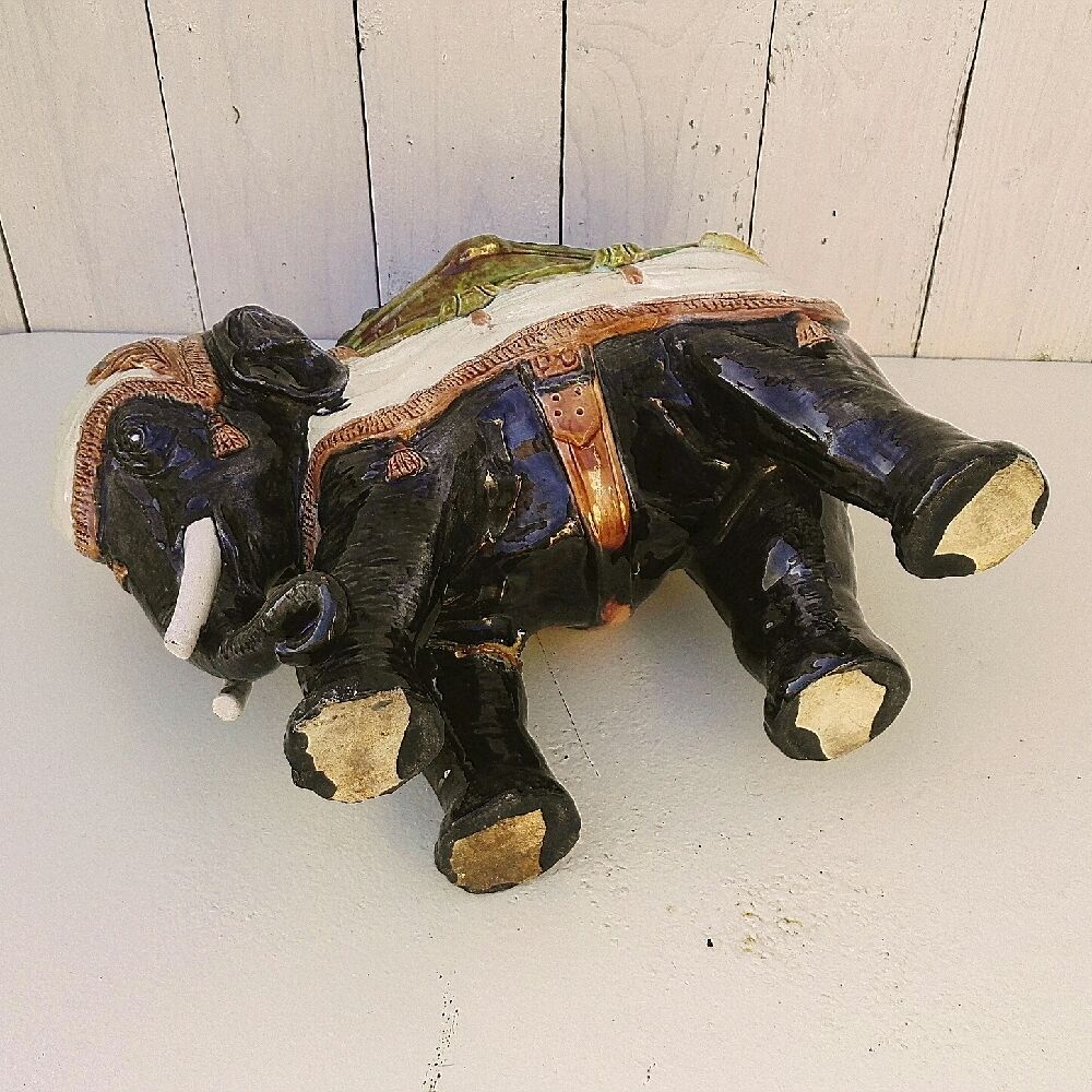 Former majolica slurry elephant planter