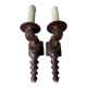 Pair of wood sconces turned 50s
