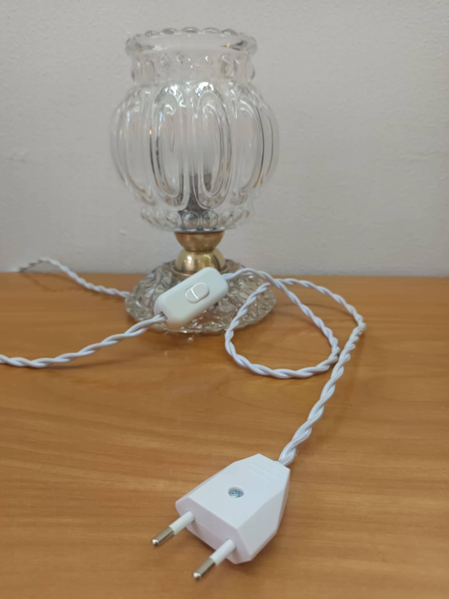 Art Deco glass and brass table lamp