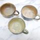 Series of 3 cups, a milk jar and 4 antique porcelain saucers