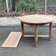Renovated round extendable farmhouse dining table in solid oak 110-155cm.