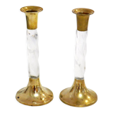 Pair of golden & plexi candle holders