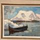 Original Swedish Oil on Panel – “Winter Harbor” by Knut Norman – Signed – Vintage & Framed