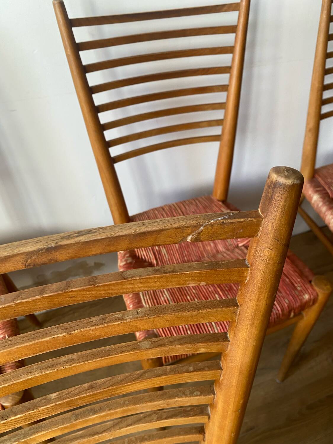 6 chaises paillées Genevieve Pons