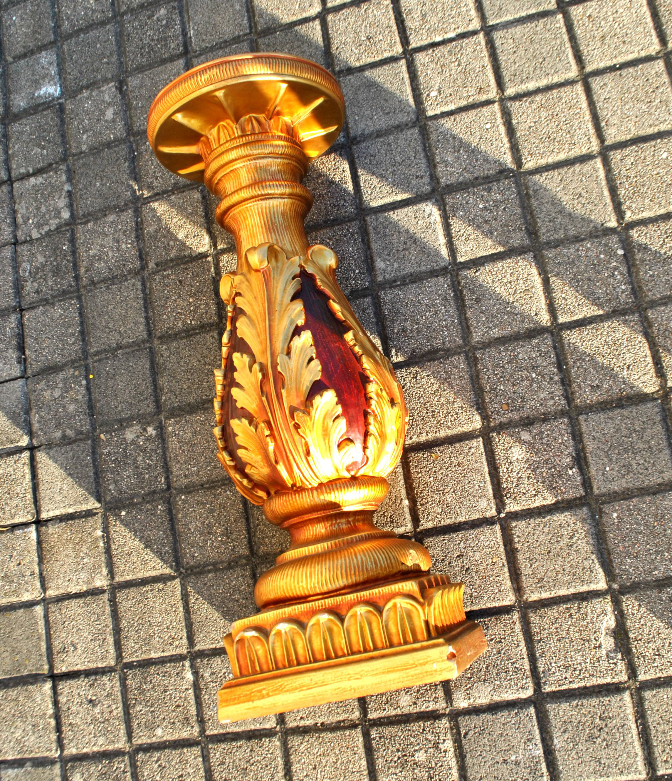 Decorative plaster column - gold lamp base - Creation JP France