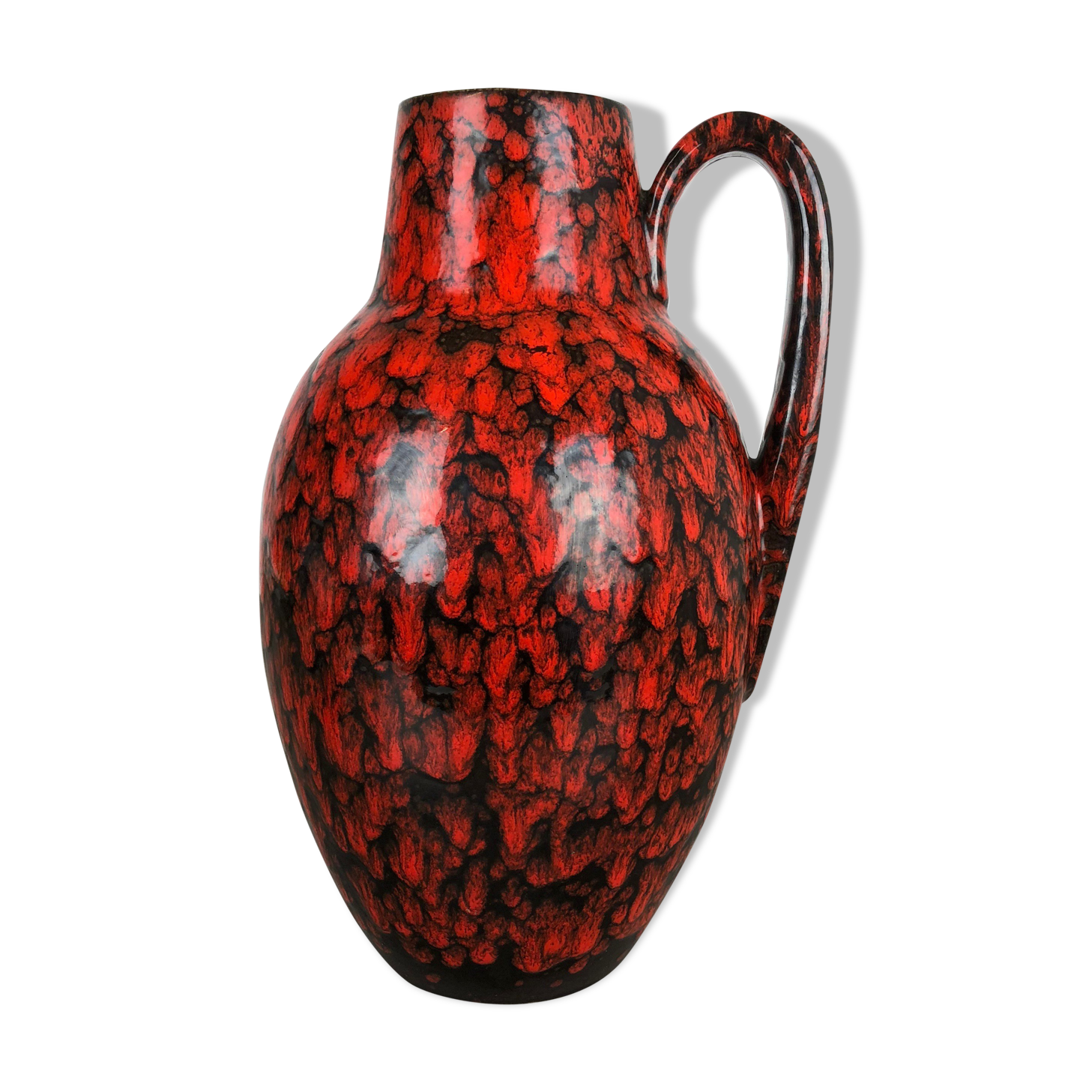Large Pottery Super Fat Lava Multi-Color 270-38 Vase Made by Scheurich, 1970s