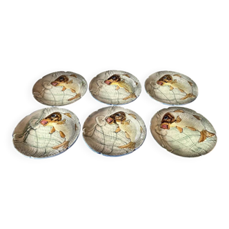 Set of 6 ceramic dinner plates, Spain, 1960s, CH Hispania