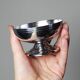6 vintage bistro-style stainless steel dessert bowls on feet