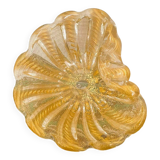 Murano glass scallop bowl in Italy with gold glitter trim