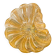 Murano glass scallop shell bowl from Italy with gold glitter trim.
