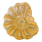 Murano glass scallop bowl in Italy with gold glitter trim