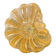 Murano glass scallop shell bowl from Italy with gold glitter trim.