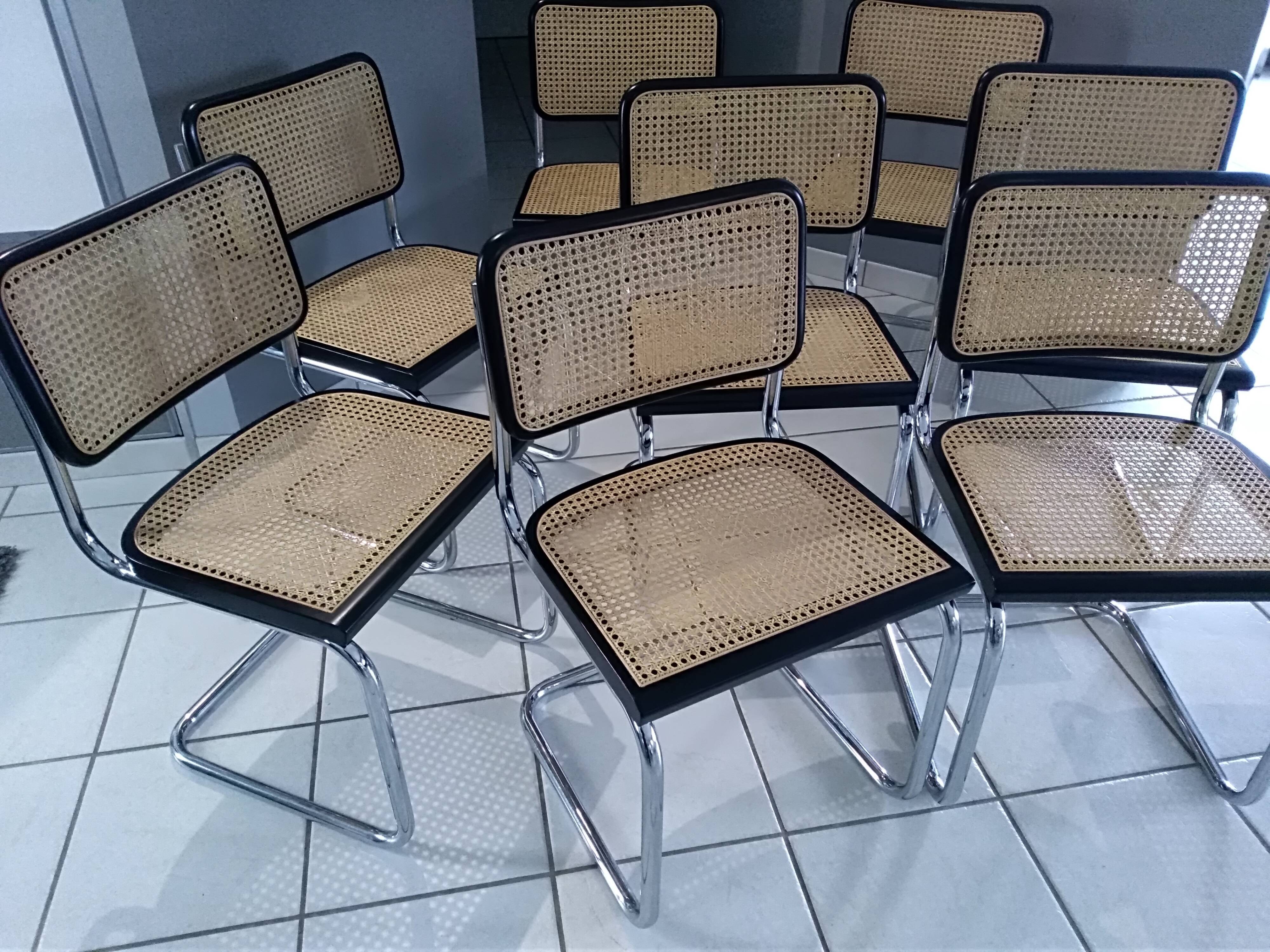 Suite of 8 chairs Cesca B32 by Marcel Breuer vintage 04/92