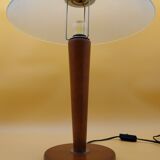 Lumess mushroom wood and frosted glass liner lamp