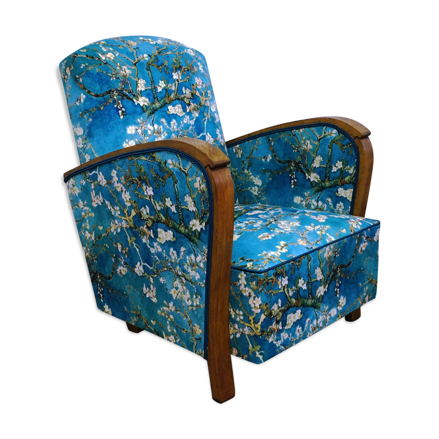 Art-deco club chair lined with velvet 