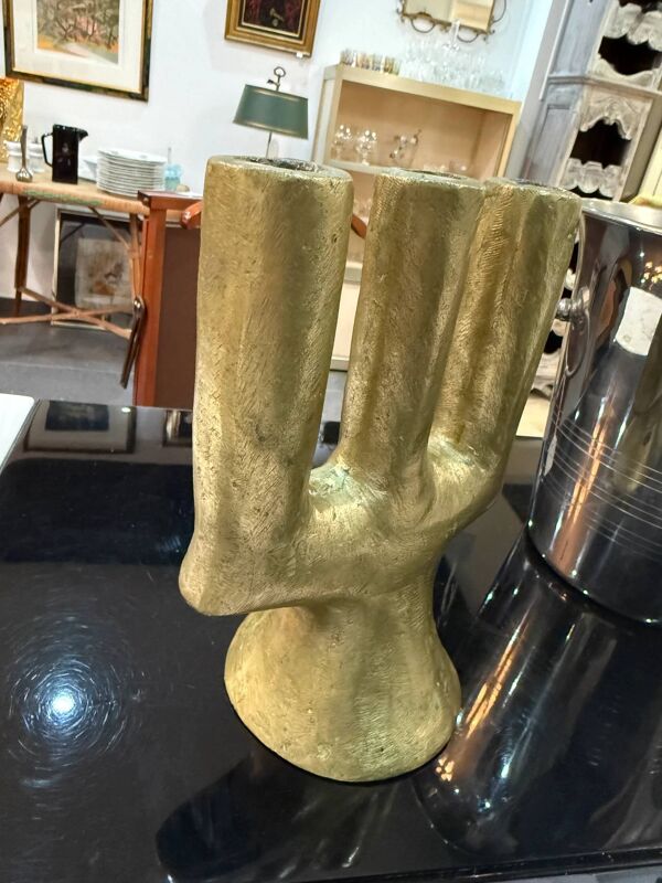 Chandelier artisanal en laiton massif – Pièce unique – Tchad