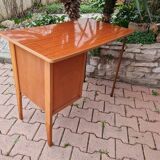 School desk in formica, wood and vintage metal - children's desk