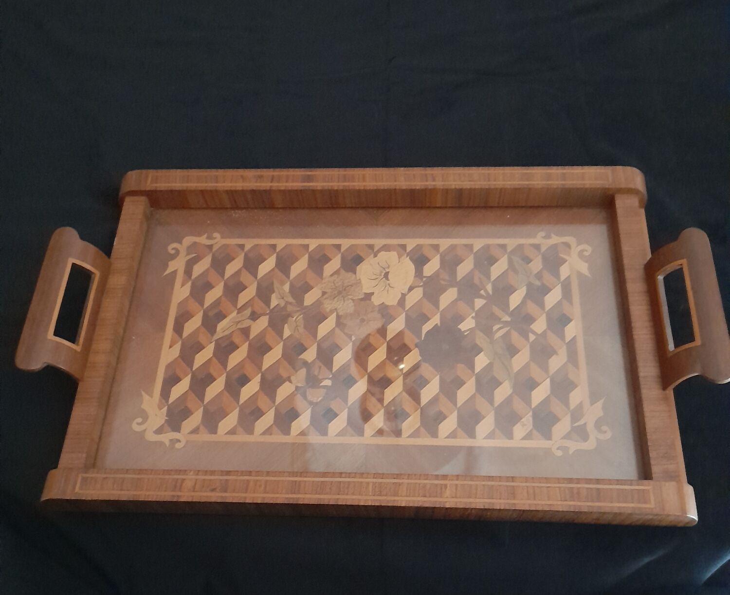Marquetry serving tray.
