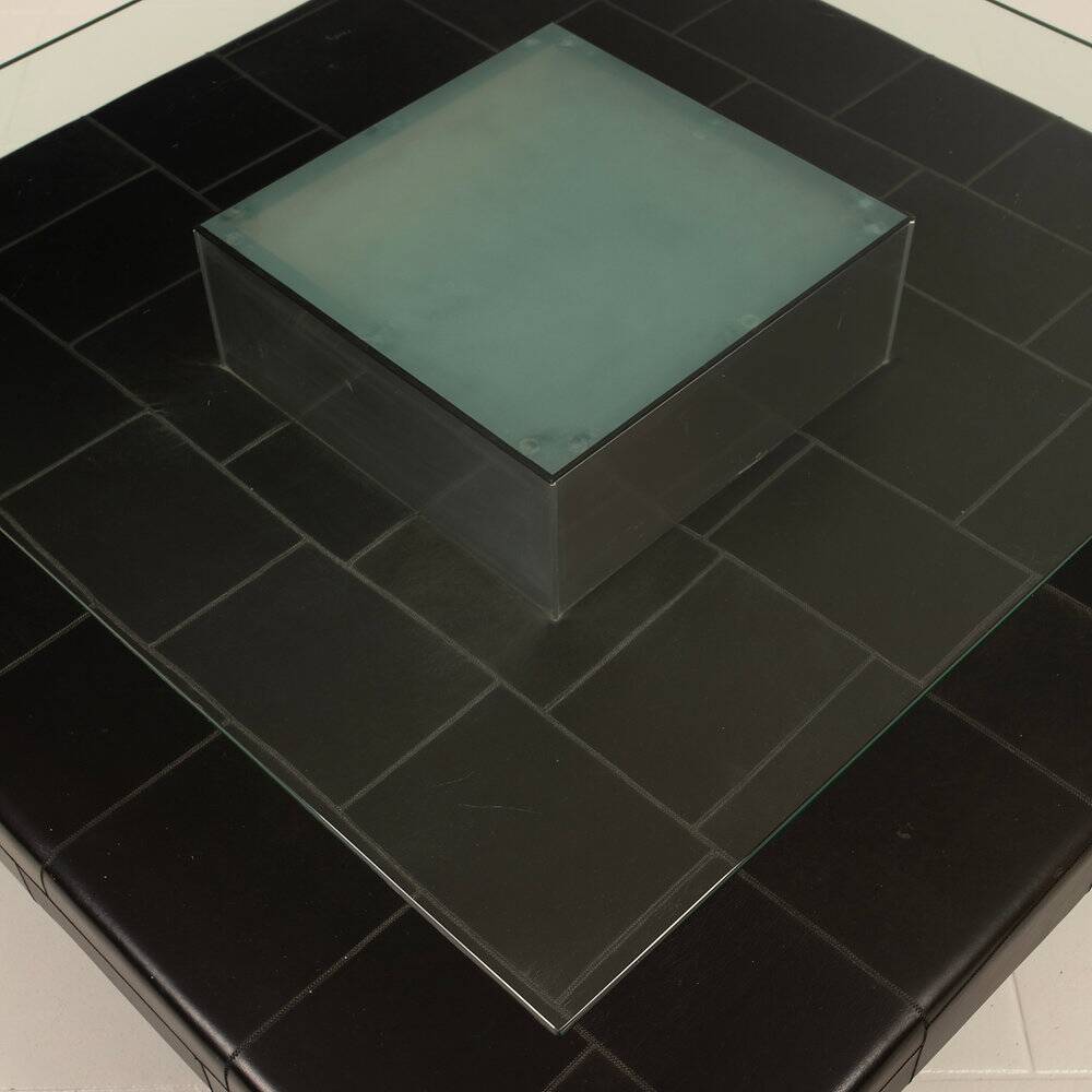 Table basse avec base en cuir de pecari par Tito Agnoli pour Caleido, 1970