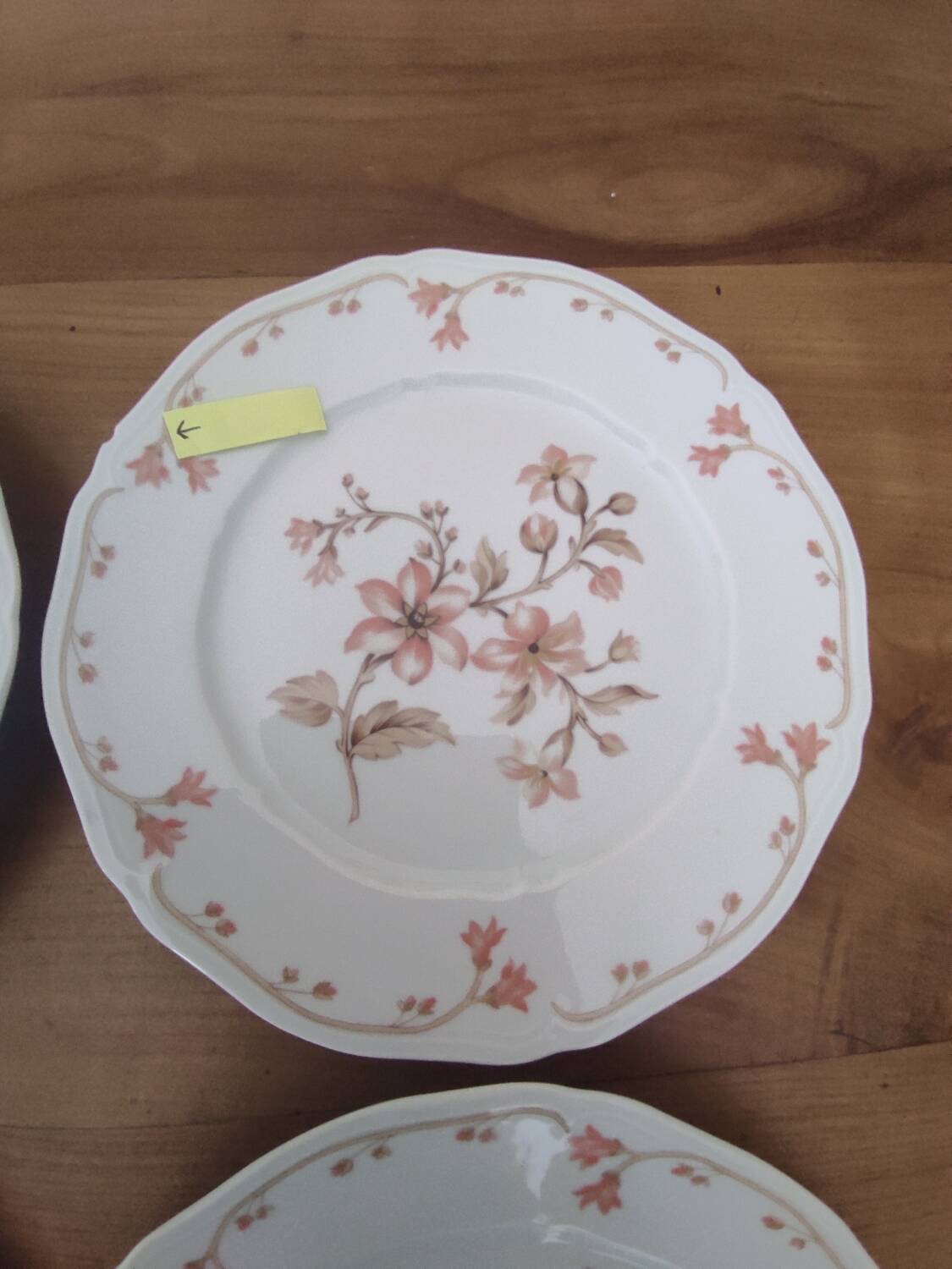Set of 6 Limoges porcelain dinner plates by Deshoulières