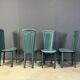 Vintage green leather dining chairs, 1980s - set of 4