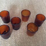 6 amber glasses