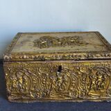 Old wooden box/casket covered with brass