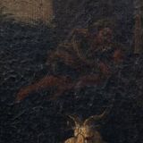 Oil on canvas 18th century scene of animals and shepherd gilded frame