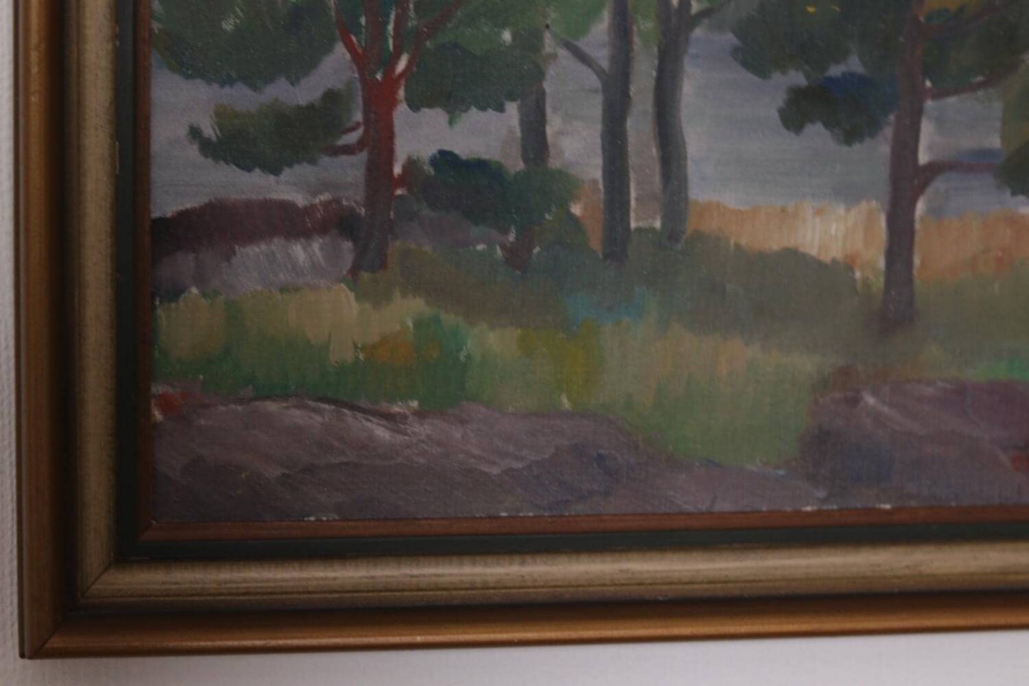 Original Mid Century Swedish Oil on Panel – “Trees, Landscape Motif” b
