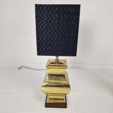 Paire de lampes de table de style Régence avec abat-jour noirs – Base en laiton et bois