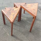 4 nesting tables in solid rosewood and Asian marquetry