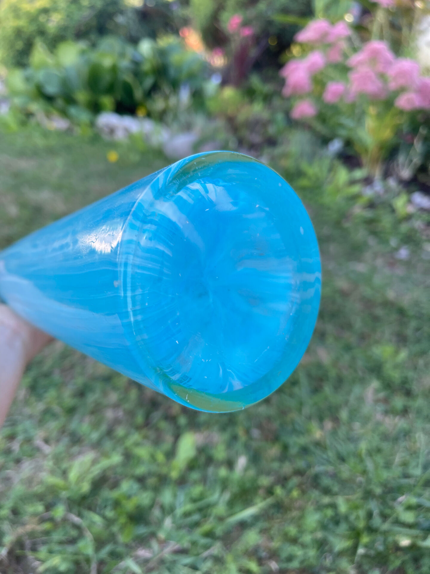 Large Murano vase in turquoise glass – 53 cm – Vintage