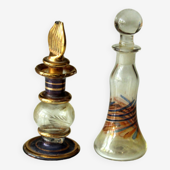 Set de 2 flacons à parfum en verre vintage années 1970