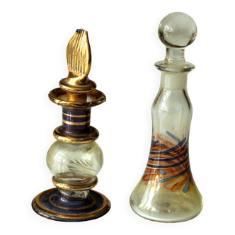 Set de 2 flacons à parfum en verre vintage années 1970