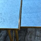 Vintage 70's nesting table in brass and mirror
