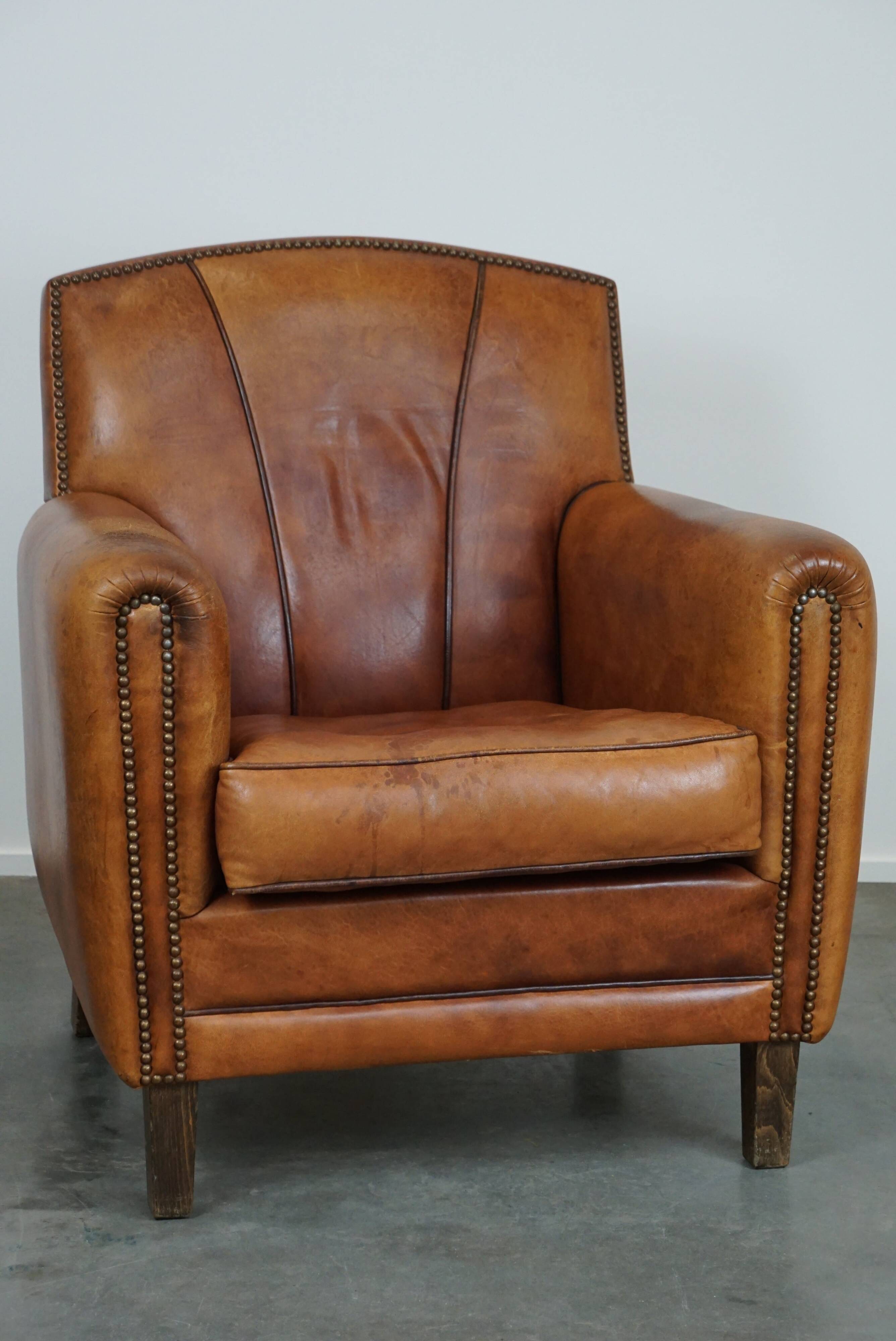Sheepskin ArtDeco design armchair with a beautiful appearance