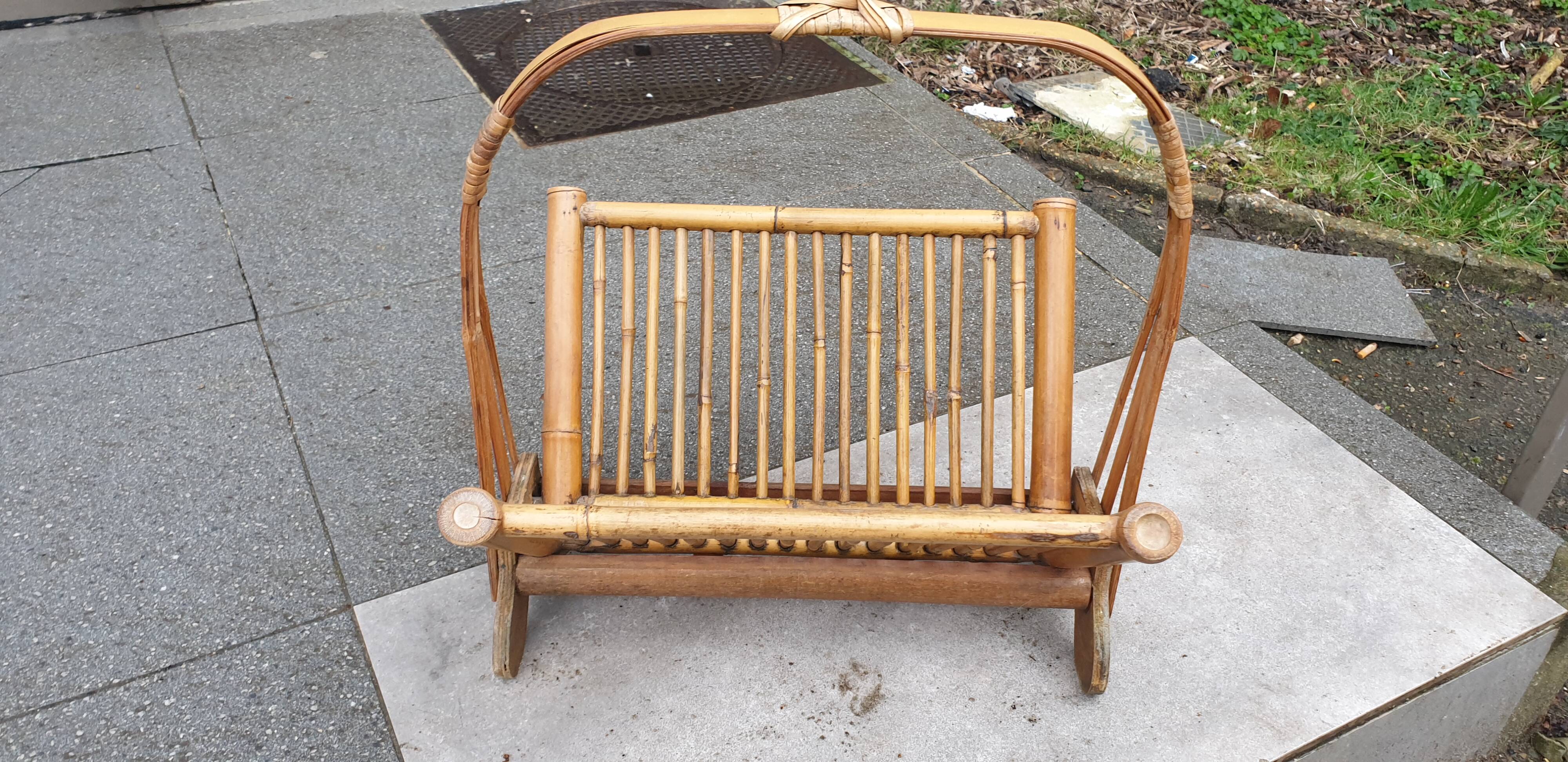 Rattan magazine rack