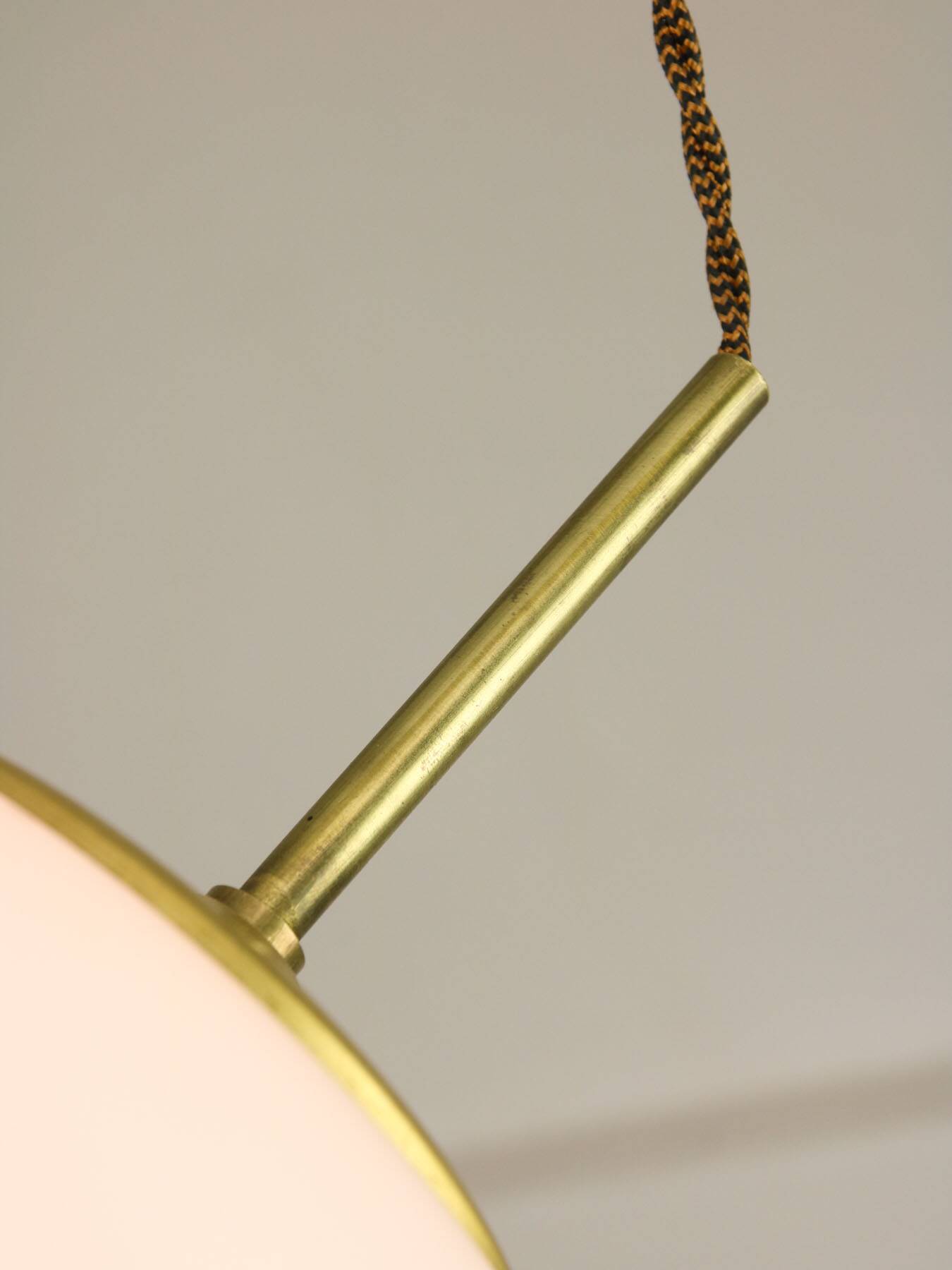 Mid-Century Modern Italian Opaline Glass and Brass Pendant Lamp