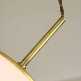 Mid-Century Modern Italian Opaline Glass and Brass Pendant Lamp